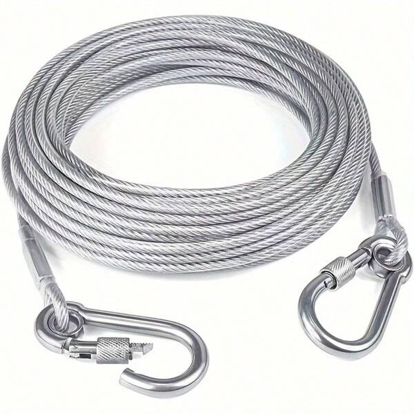 1pc Stainless Steel Dog Chain, With Reflective And Anti-Rust Function, Suitable For Medium/Large Dogs, Available Lengths: 118.11 Inch / 181.1 Inch / 354.33 Inch / 590.55 Inch, Can Also Be Used As A Clothesline