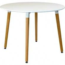 Circular 4 Seat Round Dinner Table And Chair Scandi Kitchen Dining Room Set - White Table & Grey Fabric Chairs - White Table & Grey Chairs - View 5