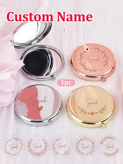 1pc Personalized Pocket Mirror, Customized Name Gift, Gift Box With Packaging, Bridesmaid Gift, Bridal Shower Gift, Wedding Gift, Mother Carved Pocket Mirror, Custom Engraved Compact Mirror - Elegant Stainless Steel, Personalized Pocket Makeup Mirror With Magnification - Perfect Bridesmaid Or Christmas Gift,Custom Name Flower Mini Pocket Makeup Folding Mirror, Personalized Makeup Mirror, Portable Handheld Mirror Gift,Warm Ambience, Autumn Home Refresh