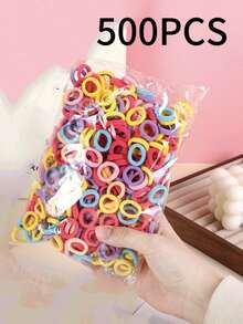 500pcs/Pack Colorful Small Hair Tie Scrunchies For Girl, High Elastic Safe Non-Damaging Hair Rings - Mixed color - View 14
