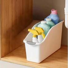 1/2pcs Plastic Multi-Functional Storage Box Set, Curved Design Suitable For Home Organization, Ideal For Cleaning Products And Household Essentials, Storage Boxes, Baskets, Containers For Home Organizing
