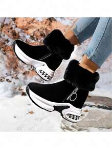 Botas de algodón elevadas cálidas para mujer, Botas de nieve ligeras con borde,Botas de tobillo botas de nieve, Botas Cortas De Plataforma Para Mujer, Botas cortas forradas de piel cálida, Zapatillas De Deporte Cálidas Con Plataforma Para Mujer, Botas Cálidas Cortas De Forro Polar Para Mujer, Cómodas Botas De Tobillo Con Cremallera Lateral, Botas Forradas Con Elegancia