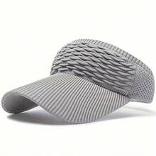 1pc Women's Lightweight Gray UV Protection Visor Hat - Breathable Mesh, Elastic Polyester, Textured Knit Design With Curved Brim For Running & Outdoor Activities, Hand Washable - Multicolor - View 14