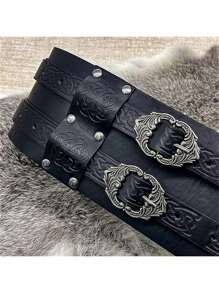 1 Pieza Cinturón vikingo Renacimiento Hombre Cinturón medieval Disfraz Cinturón celta Cosplay medieval Caballero Cinturón ancho Halloween
