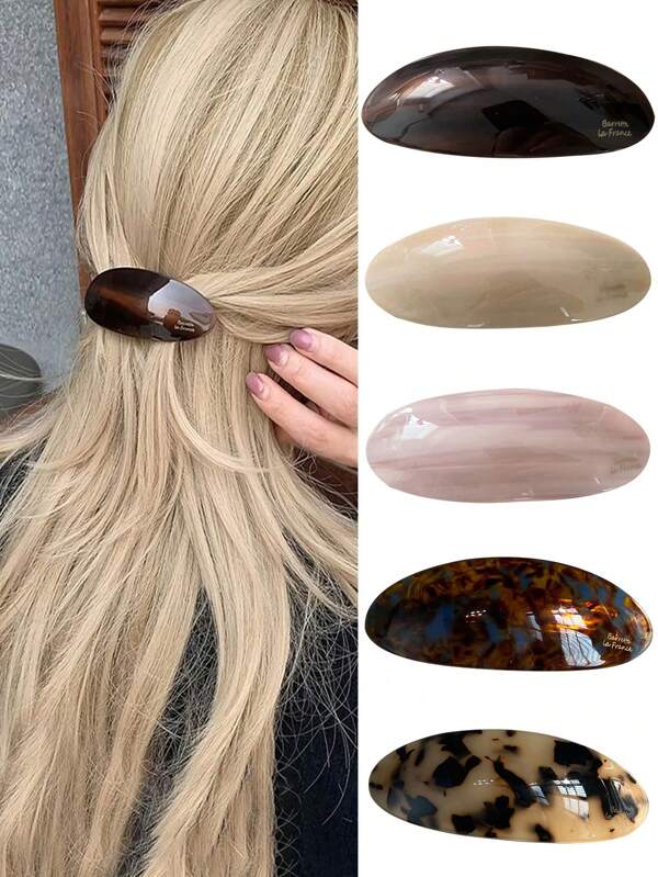 1 stuk Franse elegante gouden label glanzende haarclip, half opgestoken haaraccessoire, klemstijl hoofddeksel geschikt voor dagelijks gebruik, vakantiekleding, festivalcadeau, haarspeldjes, haarclips, klauwen, haarklemmen, schoolspullen