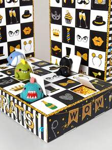 5pcs/1pc Black & Gold Theme Funny Poke Poke Fun Blind Box Surprise Gift Box, Deluxe Party Decoration 24 Holes Box, Suitable For Back To School, Anniversary, Holiday Countdown 24 Days, Birthday Party, Mother's Day, Summer Wedding, Father's Day, Graduation, Retirement Party, Daily & Holiday Parties - Black and Gold Theme Hole Music Blind Box - View 9