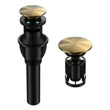 Bathroom Sink Drain, Pop Up Drain Stopper With Overflow, Lavatory Vanity Vessel Sink Drain Assembly, Matte Black