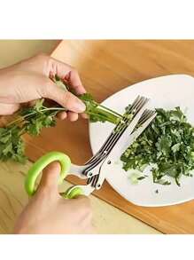 1pc Multi-Functional Stainless Steel 3/5 Layer Kitchen Scissors Pepper Shredded Chopped Scallion Cutter Laver Cut Cooking Tool