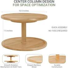 2Tier Lazy Susan Organizer Bamboo Wooden Lazy Susan 360 Double Rotating Turntable For Cabinet And Dining Table - bamboo - View 4