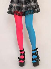 1 Pair Dual Color Pantyhose For Women, Sculpting, Slimming Leggings, Striped Tights, Sexy European Style