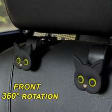 2 Peças Ganchos de Apoio de Cabeça de Carro Adoráveis com Desenho 3D de Gato - Organizador de Armazenamento Veicular Universal para Bolsas, Carteiras, Jaquetas - Perfeito para Viagens, Passeios em Família e Uso Diário - Acessórios de Carro Estilosos e Funcionais para Manter seu Veículo Arrumado e Organizado - Presente Ideal para Amantes de Gatos e Motoristas