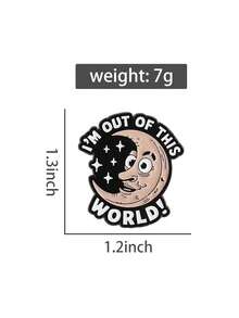 1PC I'm Out Of This World Enamel Pin Creative Cartoon Funny Alien Moon Metal Brooch Lapel Backpack Badge Jewelry Gift For Friends - Multicolor - View 7