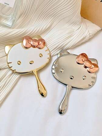 Sanrio 三丽鸥 Hello Kitty 可爱美颜镜 1 件装，便携式手柄全身镜，手持镜，猫咪化妆镜高清美颜镜，妈妈自爱礼物，送给女孩、女朋友和闺蜜的礼物，圣诞礼物，价格实惠，圣诞袜填充物，化妆品，化妆工具，便宜好物，礼物，送给女性的礼物，圣诞礼物