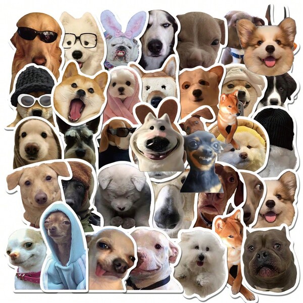 50pcs/Pack Puppy Meme Vintage Aesthetic Stickers, Cute & Funny Graffiti Vinyl Stickers For Party Decoration, Gifts, Luggage, Skateboard, Cups, Helmets, Stationery