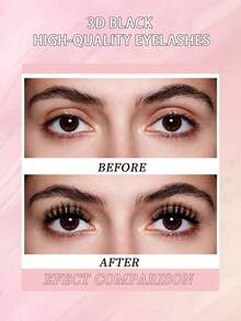 5对Enchuw蓬松浓密假睫毛，可重复使用的仿貂毛假睫毛，化妆假睫毛 - 黑色 - 查看 4