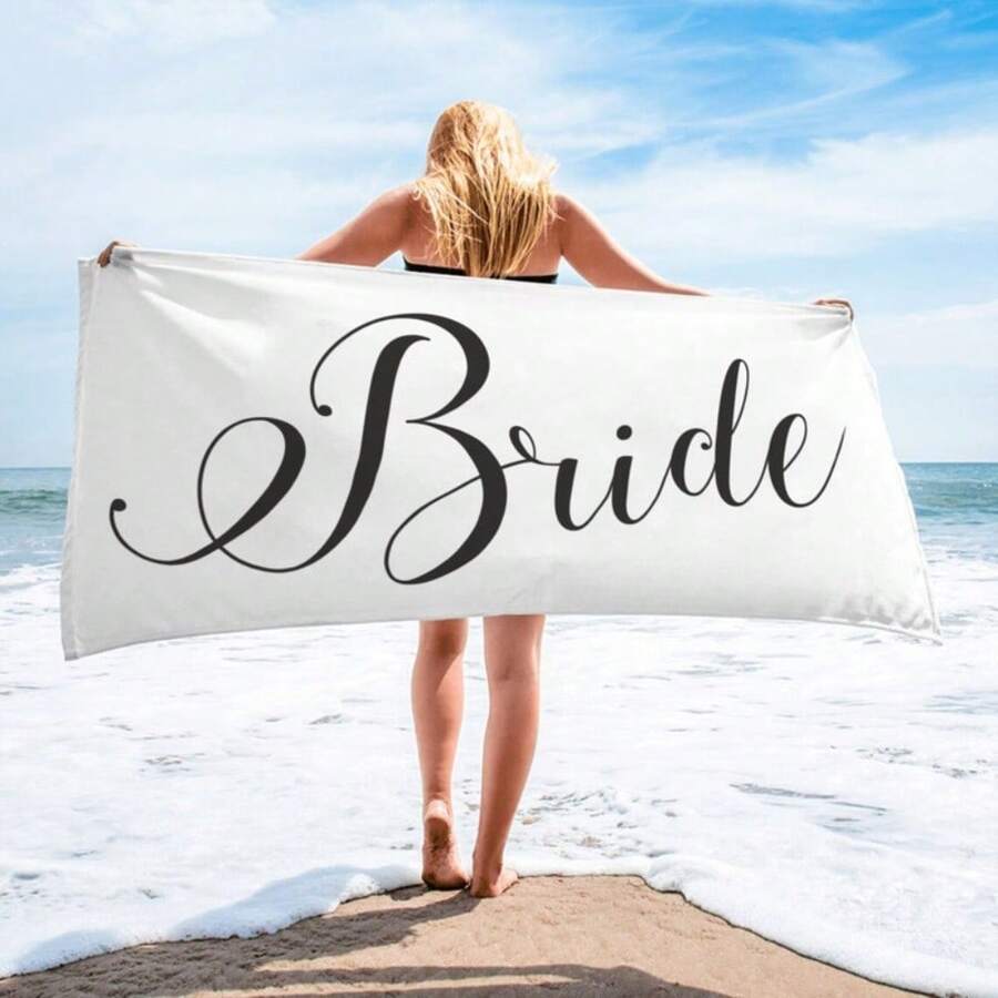 29X58in Personalized Bride Beach Towel, Summer Beach Blanket, Pool Swim Shower Bath Towel, Summer Vacation Towel, Wedding Gift Holiday Bathroom DecorTravel Essentials Travel Accessories Beach Essentials