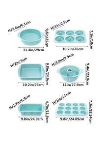 6 件套硅胶厨房烘焙工具套装，包括不粘硅胶烤盘、硅胶蛋糕模具、烤盘、甜甜圈托盘、硅胶松饼杯和蛋糕盘 - 彩色 - 查看 5