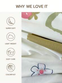 1 pièce Drap plat à motif de cœur, de fraise et de fleur, léger et respirant, doux et agréable pour la peau