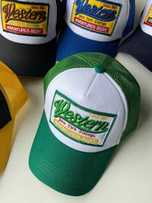 1pc Unisex Embroidered Baseball Cap, Mesh Back Snapback Hat, Sun Protection, Casual Wear For Driving, Fishing, Hiking, Cycling, Outdoor, Daily Life