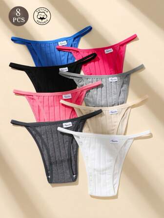 8PCS/Pack Cotton Women's Briefs Solid Color String Breathable Ladies Sports Panties