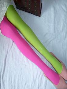 1 Pair Dual Color Pantyhose For Women, Sculpting, Slimming Leggings, Striped Tights, Sexy European Style