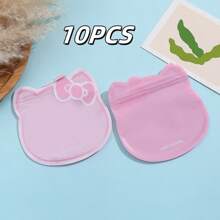 Sanrio 10Pcs Sanrio Hello Kitty Ziplock Bag Cute Cartoon Jewelry Cosmetics Transparent Packaging Sealed Bag Pet Nail Art Packaging Wholesale