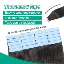 Lsybeauty Thick Tape In Human Hair Extensions ,Seamless  Skin Weft Extensions ,Remy  Human Hair,Multicolor  Color,Silky Straight For Fashion Women  ,16-26inch ,Easy To Apply (Natural Black ,50g 20pcs/Package) - Natural Black - Xem 3