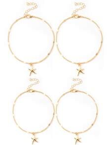 1pc Fashionable Minimalist Pentagram Pendant Anklet, Versatile Daily Wear Elegant Gift For Men & Women