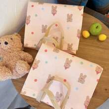 10pcs High-End Cartoon Cute Little Bear Clothing Store Non-Woven Bag Packaging With Shopping Gift Tote Bag Summer Cooling,Beach,Travel