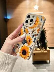 Funda con diseño de girasol, acabado mate, anticaídas, TPU, compatible con phone 6, 15 Pro Max, 14 Pro Max, 1 unidad - Blanco - Ver 4
