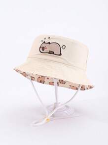 1 Peça Chapéu de Balde com Estampa de Capivara, Escavadeira e Dinossauro para Crianças, Chapéu de Balde Fofo de Bebê para Proteção Solar