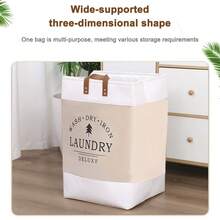 1pc 76L Khaki Large Laundry Basket, Foldable Laundry Bag, Freestanding Tall Laundry Basket, Folding Laundry Bucket, Tote Bag, Bathroom Storage Bag, Basket, Storage Basket, Folding Laundry Basket, Bathroom Accessories Foldable Storage Bags Back To School Travel Essentials Room Decor, Home Decor, Bedroom Decor Storage Organization And Storage - Khaki - View 5