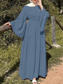 Women's Elegant Solid Color Bell Sleeve Dress, Spring/Summer