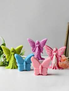 1 件迷人仙女蜡烛模具 - DIY 树脂和混凝土工艺套件带蝴蝶装饰 - 高温硅胶模具，易于脱模 - 耐用时尚的节日和生日装饰，烛台 - 白色 - 查看 6