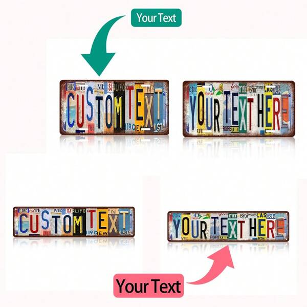 Customized Combination Of Text & Numerical License Plate - Customize Text & Numbers, Designed For North America, Mexico, Australia - Unique License Plate Decorative Gift For Coffee Shop, Kitchen, Bar, Personalized Home Decor With Text, 12x6 Inches / 16x4 Inches