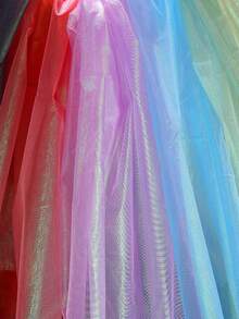 1 pièce Tissu de tulle organza irisé couleur sirène ciel étoilé, Tissu de tulle scintillant prédécoupé pour le DIY, les costumes de scène, la décoration de fête - Multicolore - Voir 10