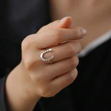 Anillo de geometría en forma de U único, minimalista y vintage para uso diario, vacaciones o festivales de música