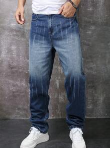 Men's Fashionable Straight-Leg Jeans, Suitable For Summer