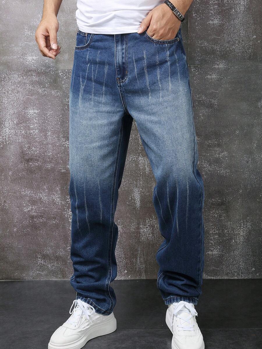 Men's Fashionable Straight-Leg Jeans, Suitable For Summer