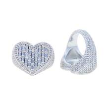 1 pièce Bague échelle pavée de zircone cubique, forme carrée et en forme de cœur pour homme et femme, bijou de style rétro, mode unique rock punk, cadeau d'anniversaire