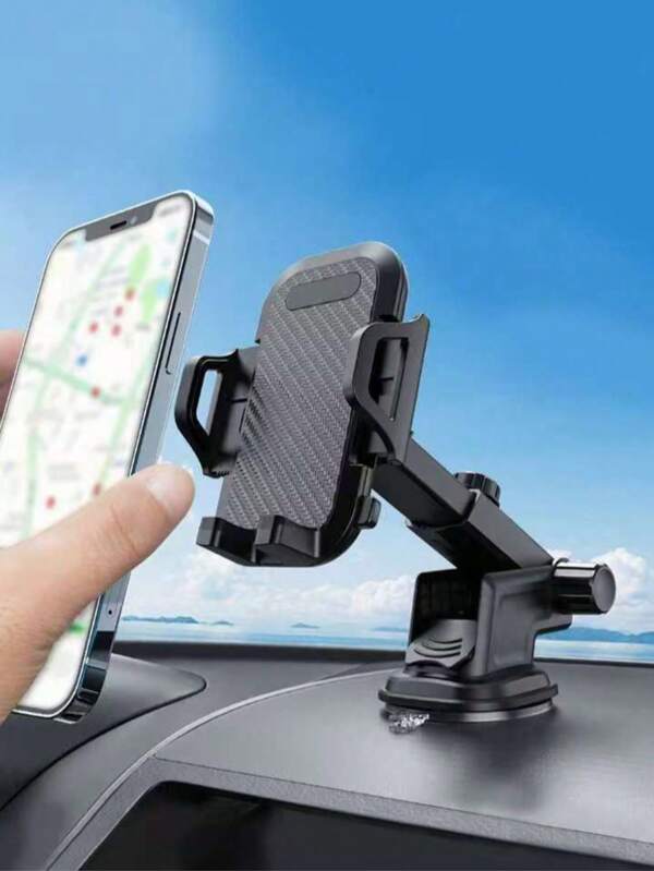 Kfz-Handyhalterung aus Kohlefaser mit Teleskopsaugnapf - Lüftungshalterung & Armaturenbrett-Clip-Halterung für GPS-Halterung/Smartphone-Ständer (verstellbare Multiflächen-Kfz-Halterung)