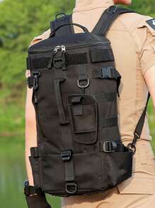 1 bolsa de pesca multifuncional de grande capacidade, bolsa de pesca Oxford azul à prova de respingos, mochila para vara de pesca, acesso rápido externo e equipamento de pesca, equipamento três em um para montanhismo, ciclismo e caminhada, pode ser carregada em um ombro, transversal ou na mão, simples e versátil, muito adequada para viagens diárias, acampamento, pesca e aventura, bolsa de montanhismo, Pesca Mare, presente masculino