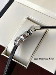 Pablo Raez 1 件优雅女士手表银饰复古女士腕表不锈钢银色 IPS 表壳奢华夏季配饰黑棕色柔软舒适超细纤维皮革手链时尚 40 毫米表盘罗马刻度带日期 50 米防水顶级全新