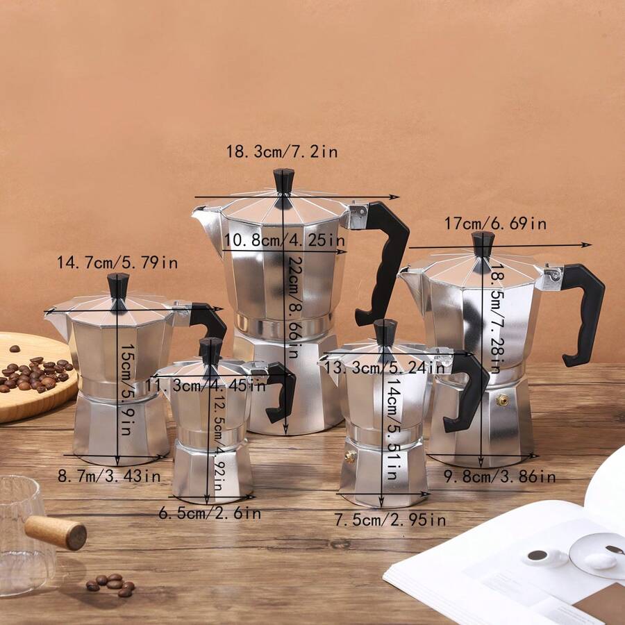 1 pieza Cafetera Moka de aluminio con válvula única, cafetera para hacer espresso, se puede calentar directamente, ideal para relajarse al aire libre, tomar un café de vuelta al colegio