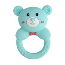 Silikonowa grzechotka do żucia w kształcie misia, miękka, dostępna w wielu kolorach