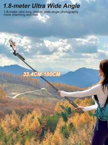 180cm/70.9in Aluminum Alloy Bracket Mobile Phone Bluetooth Selfie Stick Quadrupod, 3-Color Temperature LED Beauty Light, Built-In 7-Key Multi-Function Remote Control Quadrupod, With Its Own Head Compatible With Various Fill Light/Camera Compatible With Iphone Android Phone For Summer Vacation, Travel, Fill Light, Outdoor Activities, Live Streaming Tripod Stand