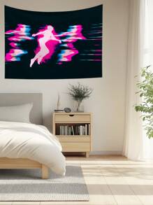 1pc Phantom Body Art Print Tapestry, Wall Decor, Ins Style, Polyester Hanging Tapestry For Living Room, Bedroom, Office, Dorm, Home Decoration, Party, With 3 Wall Nails And 2 Clips Included