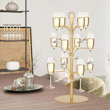 Cocktail Tree Stand – 3-Tier Champagne Tower & Wine Glass Holder (12 Glasses) In Rose Gold - Vàng - Xem 6