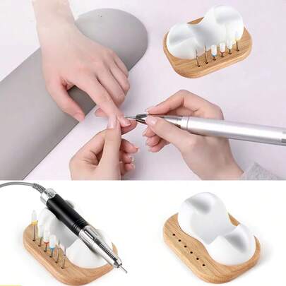 2-In-1 Nail Art Drill Holder, With 6 Holes, Can Store Nail Drill Bits & Polishing Pens, Suitable For Nail Salons And Home Use