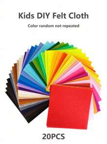 20pcs 20-Color Felt Fabric Sheets, Craft Felt, 1mm Thick Felt Squares In Assorted Colors, Thin Felt For Sewing Crafts, DIY Sewing, Patchwork, School Projects, Polyester Material Home Decor Set